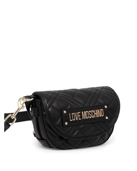 Sac À Bandoulière Matelassé À Plaque Logo Love Moschino en coloris Black