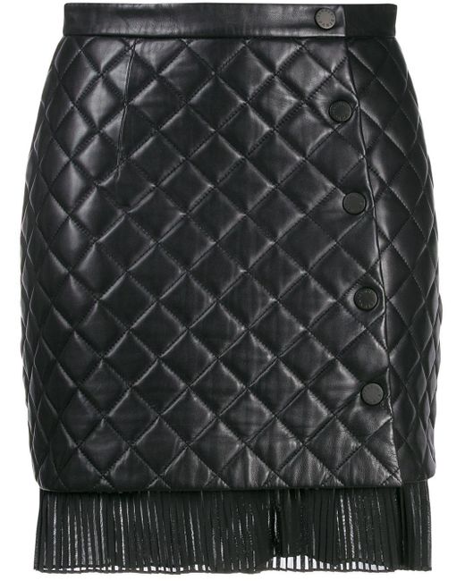 Sandro Black Quilted Leather Skirt
