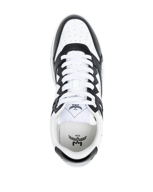 MCM White Neo Derby Visetos Sneakers for men