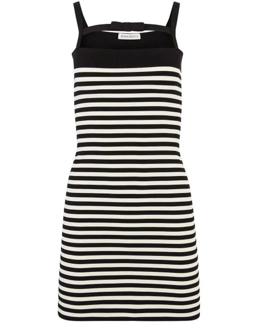 Nina Ricci Black Stripe-Pattern Mini Dress