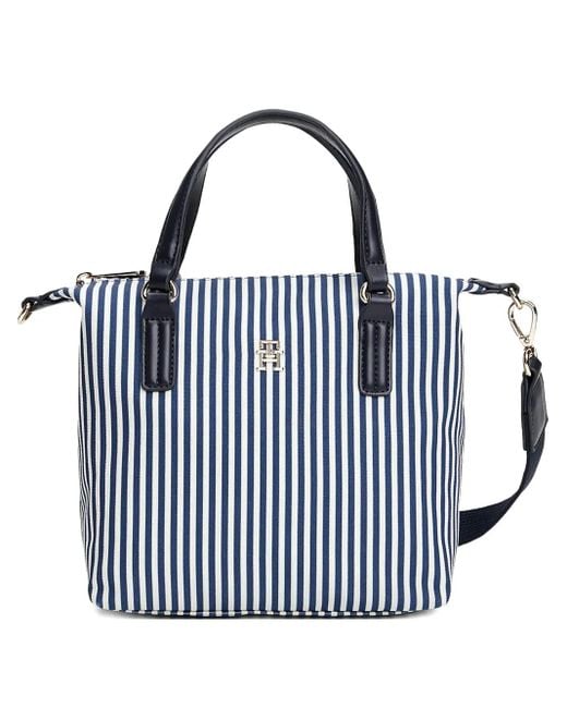 Tommy Hilfiger Blue Poppy Summer Striped Tote Bag