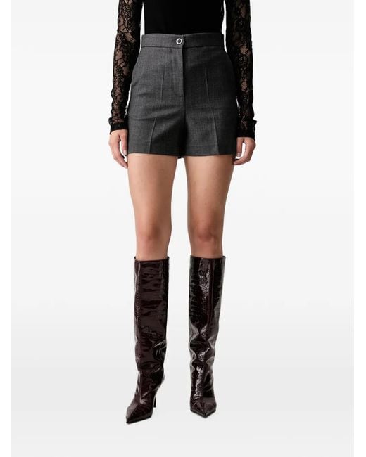 Pinko Black Herringbone-Pattern Tailored Shorts