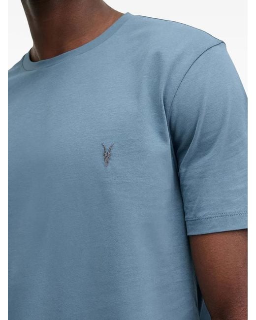 AllSaints Blue Brace Logo-Embroidered Round-Neck T-Shirt for men