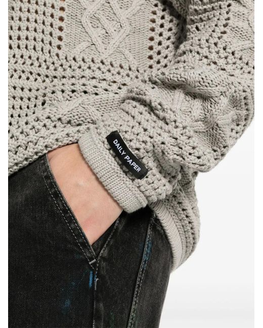 Daily Paper Gray Crochet-Knit Cotton Jumper for men