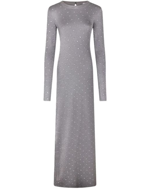 Rabanne Gray Rhinestone-Embellished Open-Back Maxi Dress