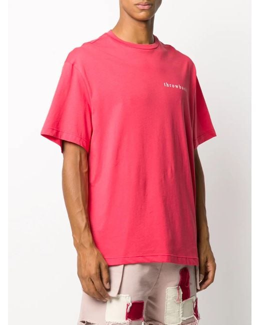 Throwback. Pink Oversized Logo T-Shirt for men