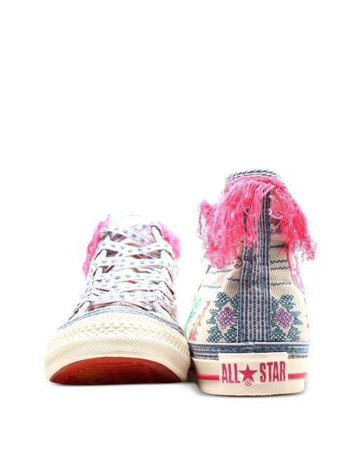 Converse Pink Fringe-Detail Sneakers