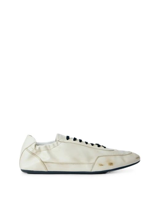 Prada White Collapse Leather Sneakers for men