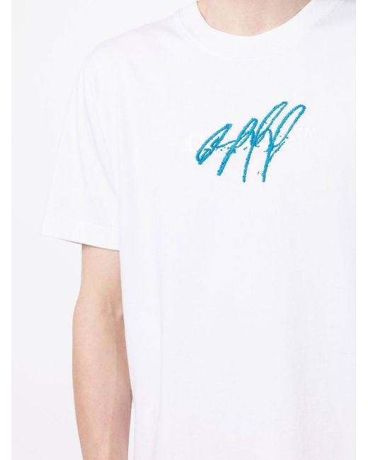 メンズ Off-White c/o Virgil Abloh Bounce Cross Logo-embroidered T-shirt Blue