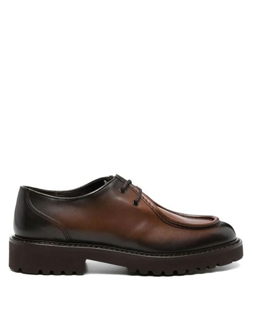 Doucal's Brown Ombré-Effect Leather Boat Shoes for men