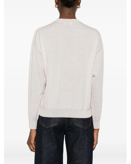 Peserico ロングスリーブ Vネックトップ White