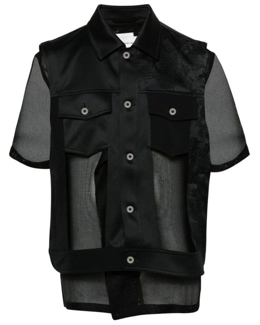 Feng Chen Wang Black Layered Cut-out Vest for men
