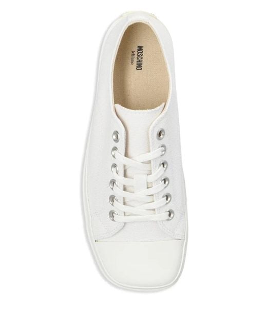 Moschino White Square-Toe Sneakers