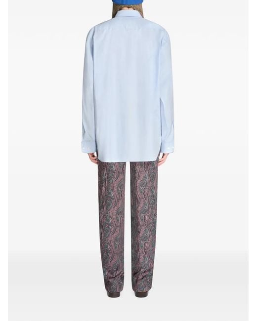 Dries Van Noten Blue Loose Cotton Shirt for men