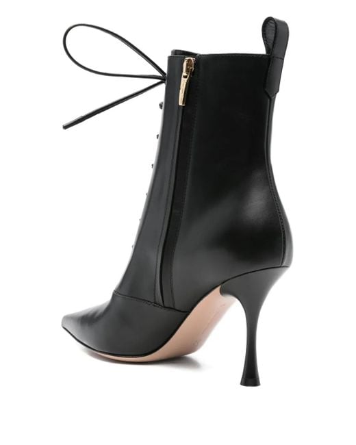 Gianvito Rossi Black 85Mm Lace-Up Pointed-Toe Boots