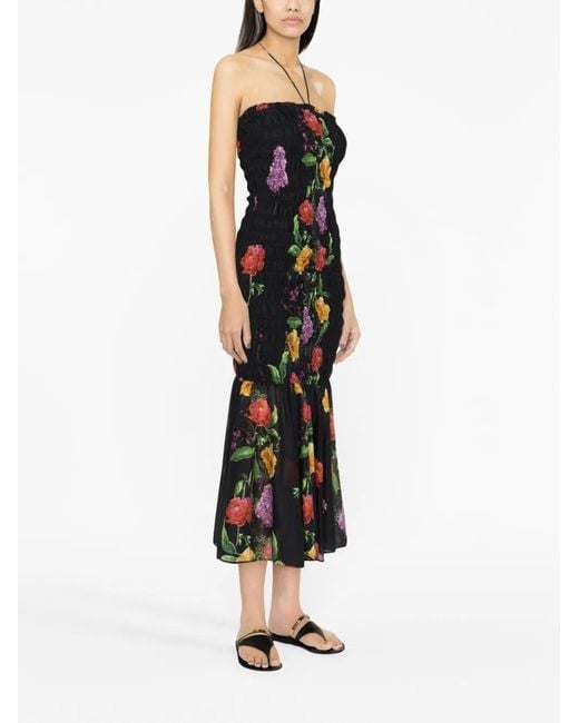 Charo Ruiz Black Danny Floral-Print Midi Dress
