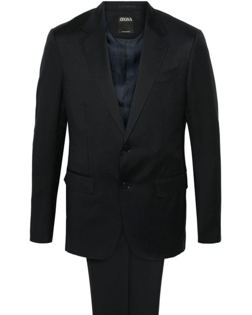 Single-breasted wool suit Zegna de hombre de color Black