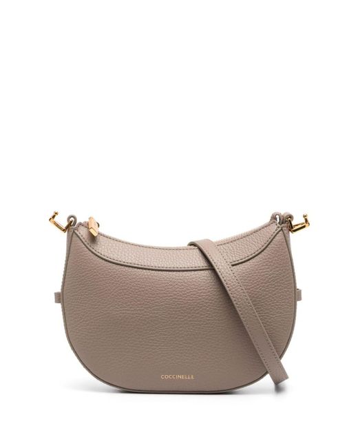 Coccinelle Gray Whisper Leather Crossbody Bag