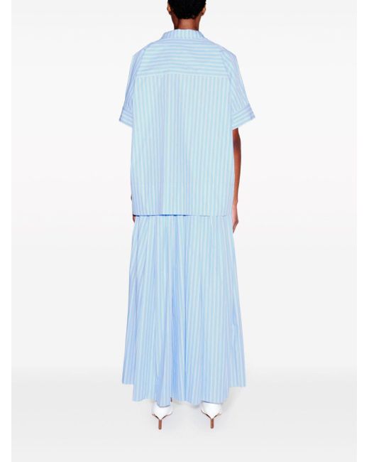Rosetta Getty Blue Striped Cotton Short-sleeve Shirt