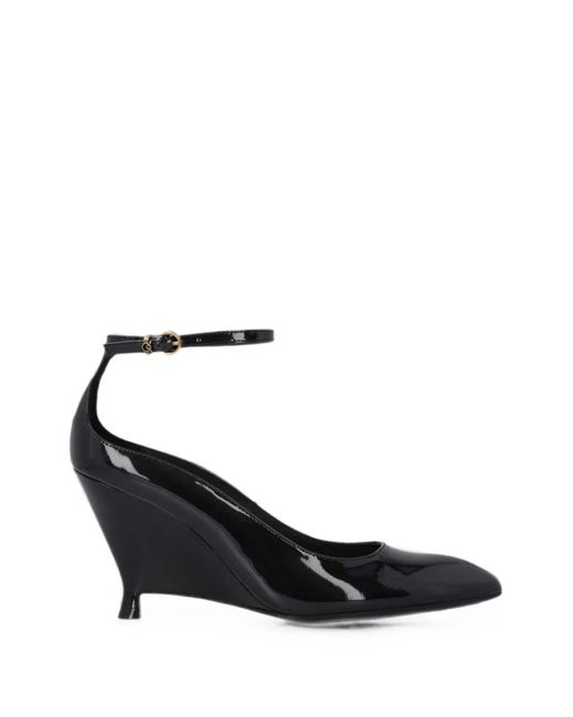 Pinko Black Patent-Leather Wedge Pumps