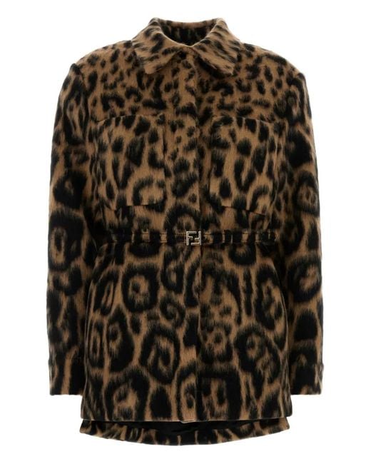 Fendi Black Animal-Print Jacket