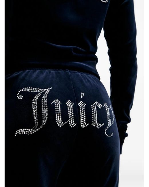 Juicy Couture Blue Diamanté Velour Track Pants