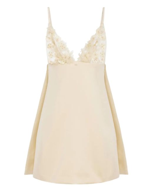 Elisabetta Franchi Natural Floral-Appliqué Dress