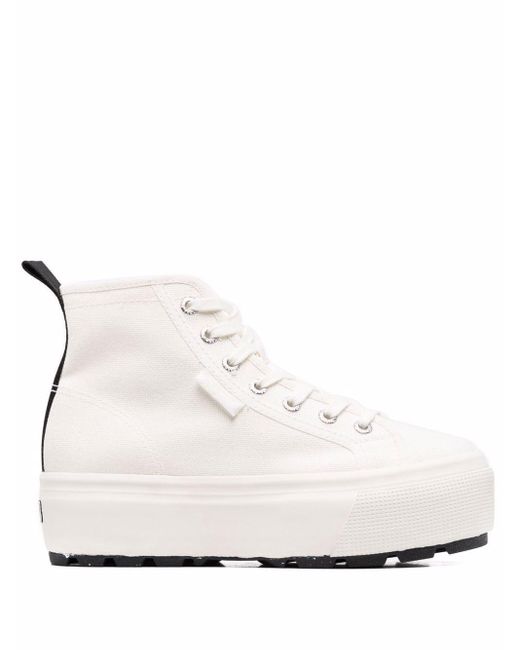 Superga Canvas Platform High Top Sneakers in White - Lyst