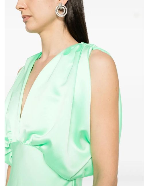 Pinko Green Dolcetto Long Dress With V-Neck