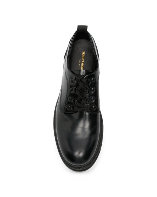 SERGIO MORETTI FIRENZE Black Leather Derby Shoes for men