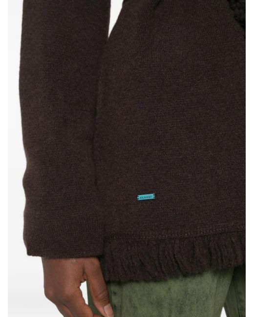 Alanui Brown Fringe-Trim Belted Cardigan