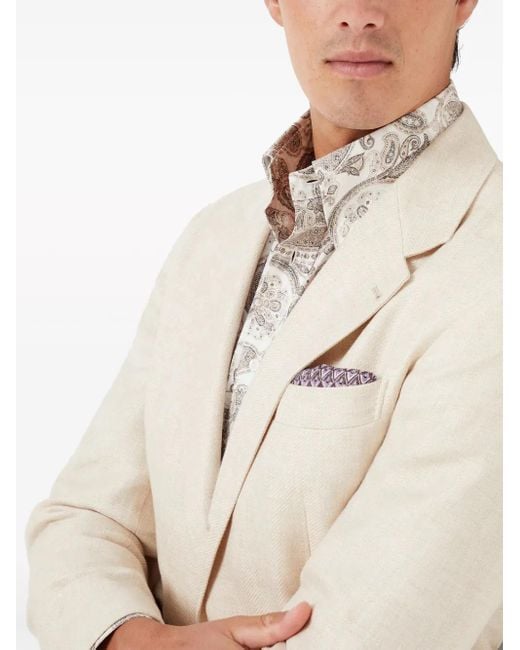 Brunello Cucinelli Purple Geometric-Pattern Silk Pocket Square for men