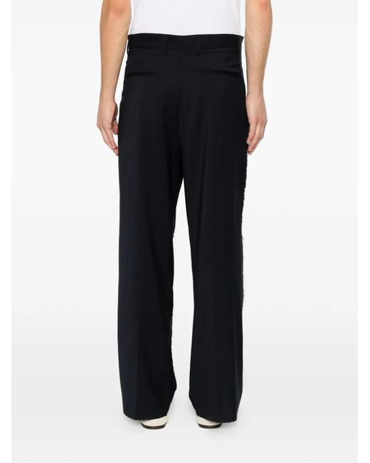 Costumein Black Frayed-Edge Wide-Leg Trousers for men