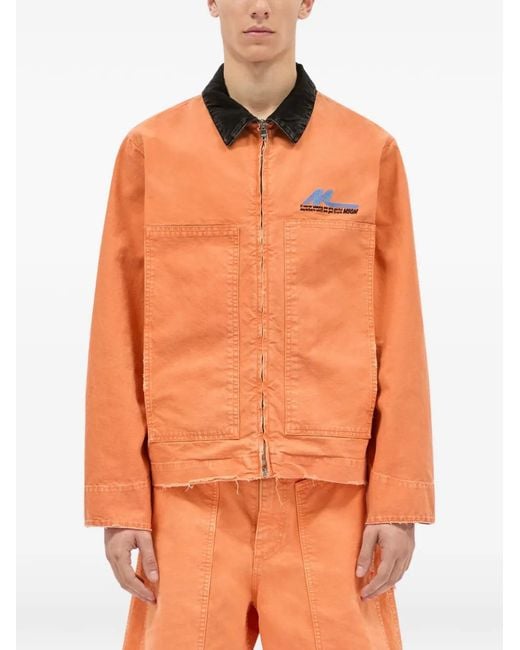 MSGM Orange Collar Denim Jacket for men