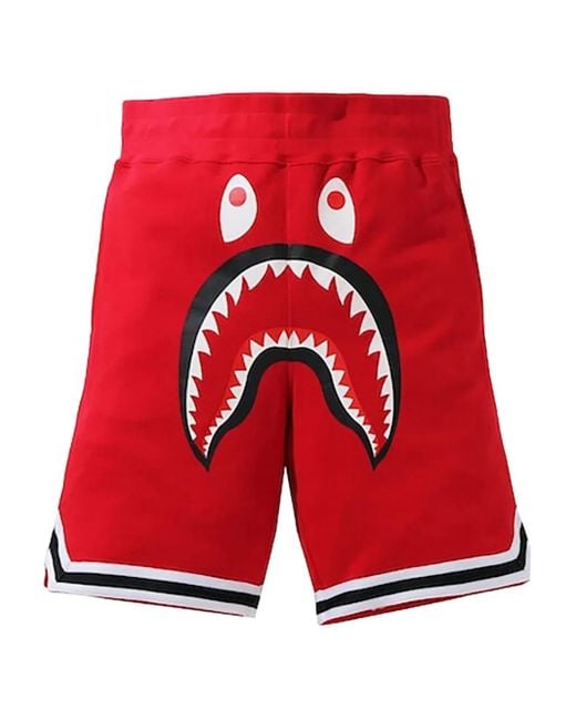 A Bathing Ape Red Shark Basketball Sweatshort for men
