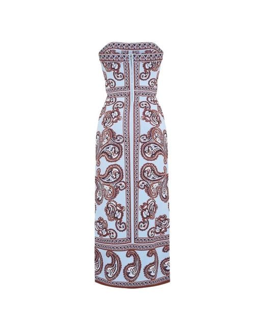 Cara Cara White Paisley-Print Strapless Midi Dress
