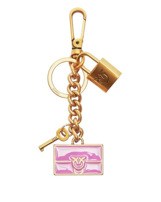 Pinko Pink Padlock Enamel Keyring