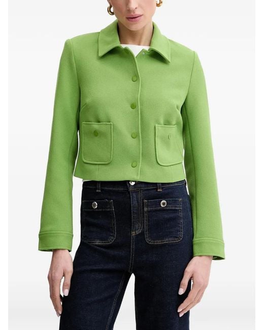 Morgan Green Cropped Button-Up Jacket