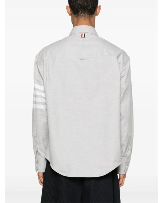 Thom Browne White Cotton Shirt With Four-Stripe Detail for men
