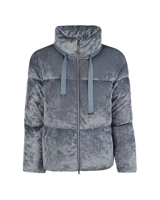 Herno Blue Quilted Zip-Fastening Jacket