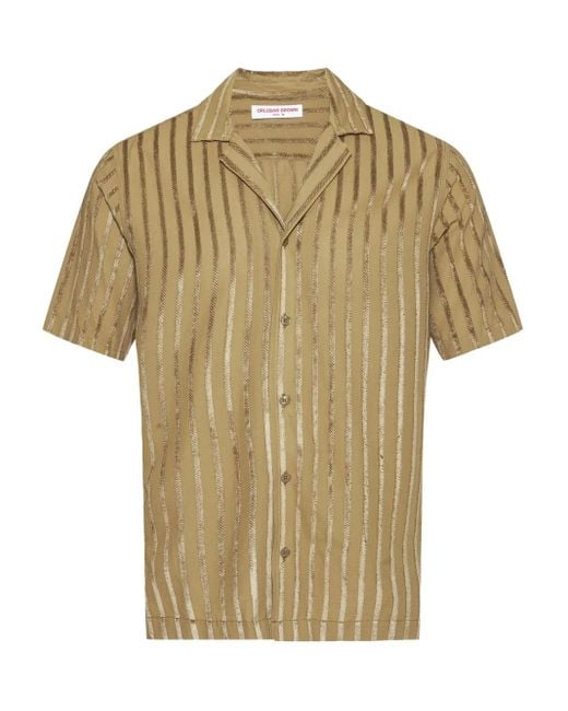 Orlebar Brown Yellow Maitan Tonal Stripe Chenille Shirt for men
