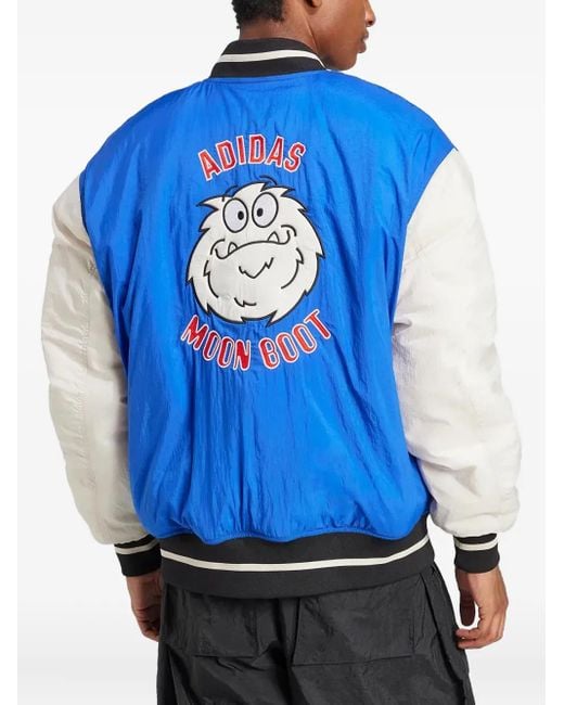 Adidas Blue Press-Stud Fastening Bomber Jacket