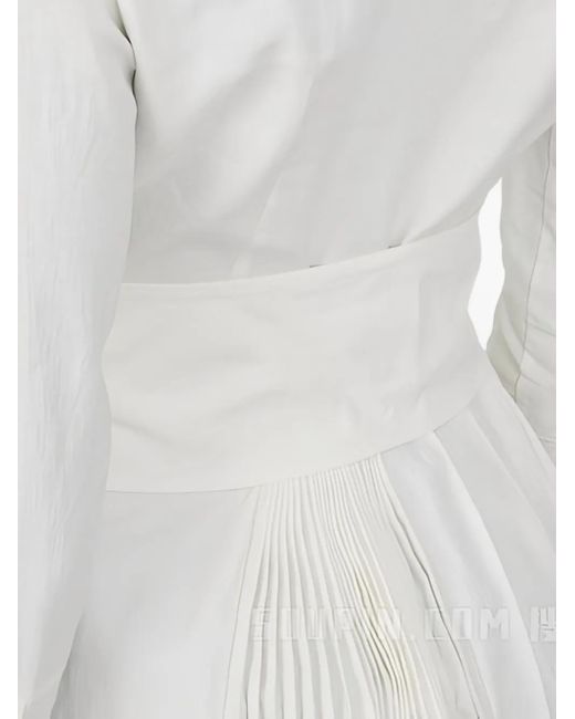 Ferragamo White Belted Wrap Midi Dress