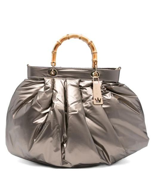 La Milanesa Metallic Bamboo-Handle Quilted Tote Bag