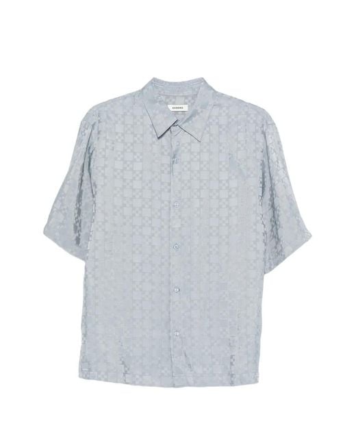 Sandro Gray Square Cross Loose-Fit Shirt for men