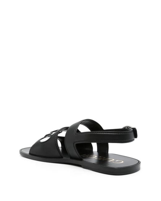 Gucci Black Interlocking G Leather Sandal for men