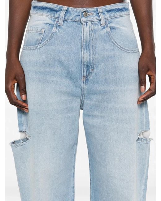 ICON DENIM Blue Poppy Distressed Wide-Leg Jeans
