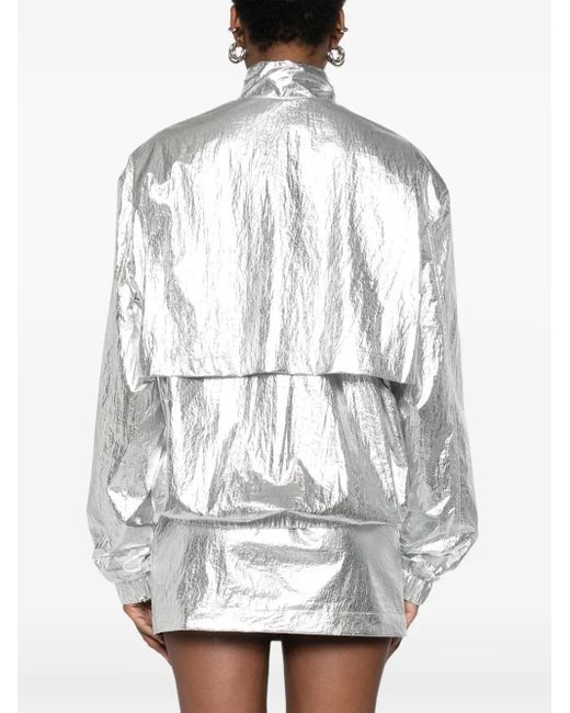 MEDEA White Metallic-Effect Zip-Up Jacket