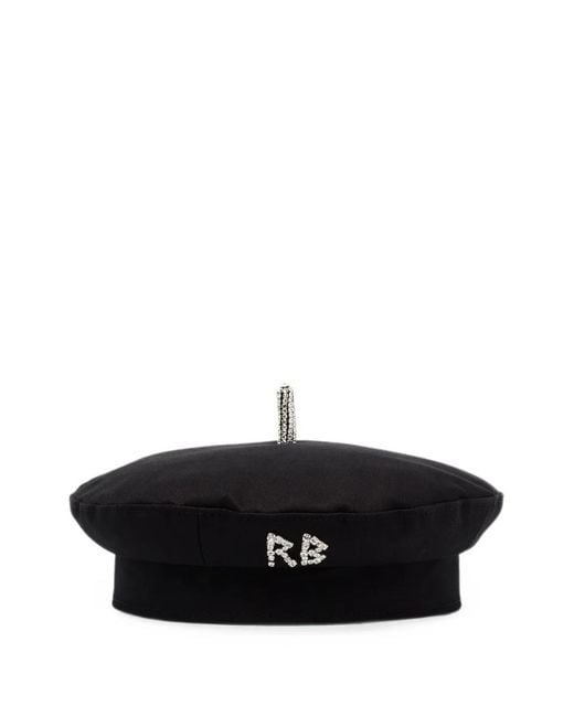 Ruslan Baginskiy Black Crystal-Embellished Beret