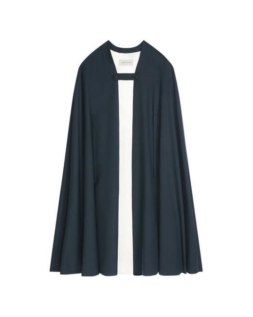 Dries Van Noten Blue Button-Fastening Wool Cape for men